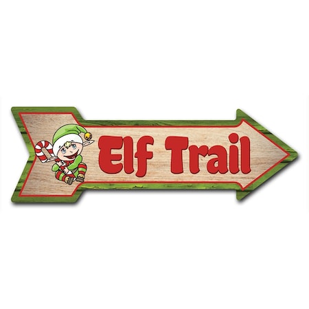 Signmission Elf Trail Arrow Decal Funny Home Decor 18in Wide D-A-999881